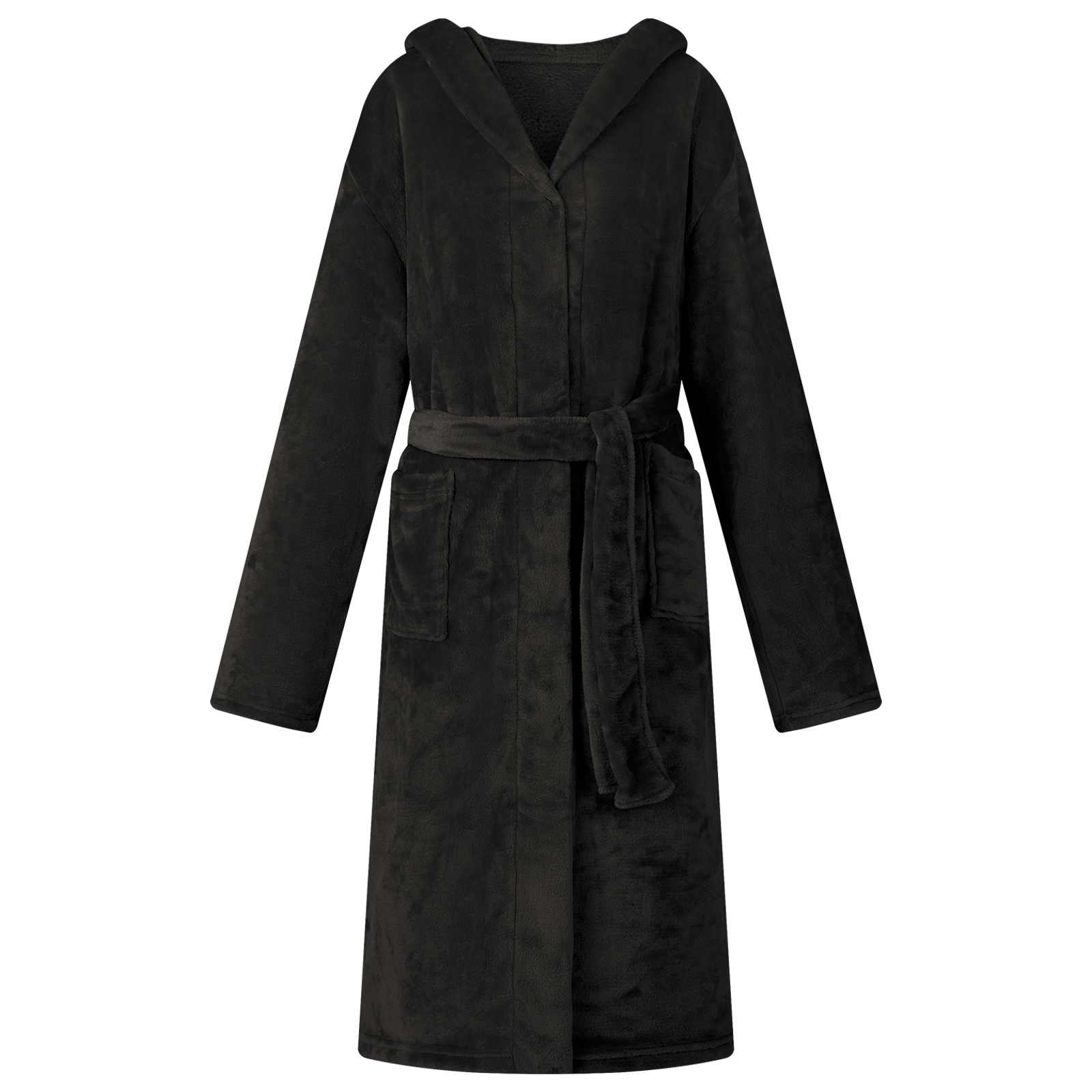 VidaXL peignoir à capuche noir l flanelle