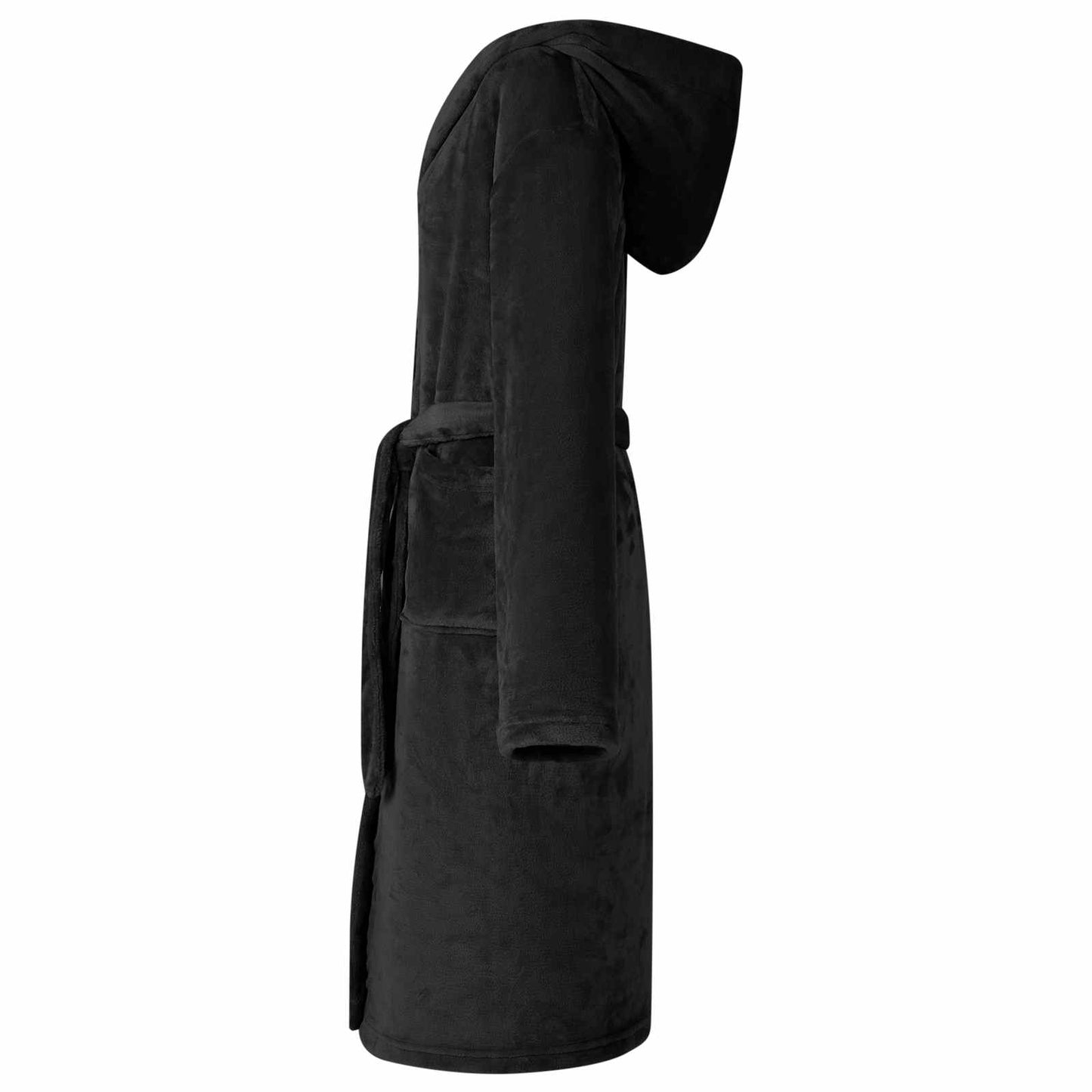 Vidaxl peignoir à capuche noir xl flanelle