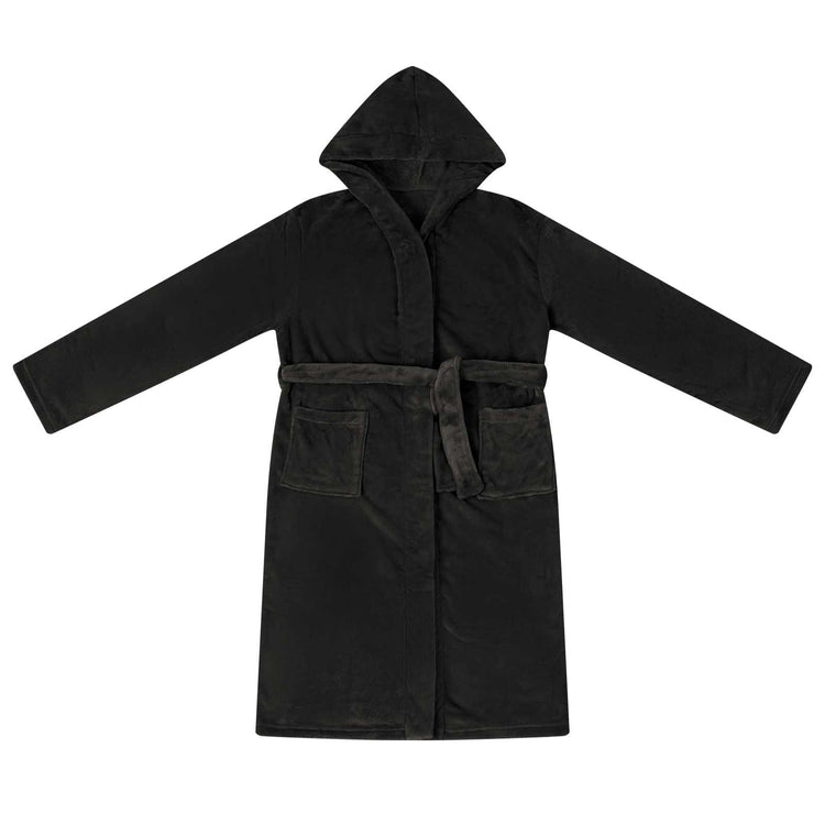 VidaXL peignoir à capuche noir xxl flanelle