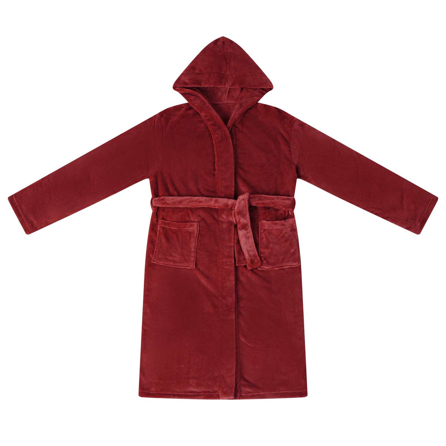 VidaXL peignoir à capuche rouge bordeaux s flanelle