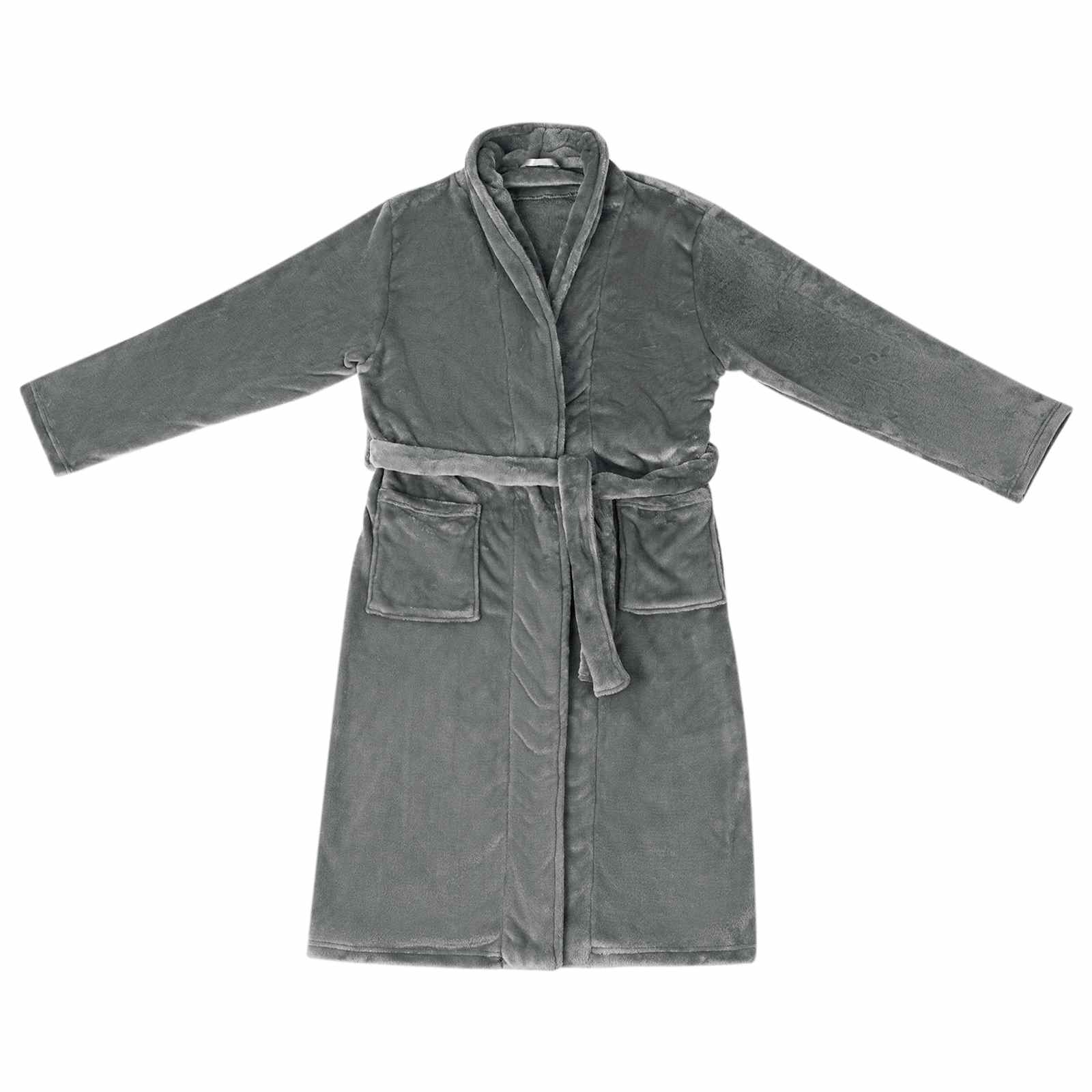 Vidaxl peignoir sans capuche, flanelle gris foncé