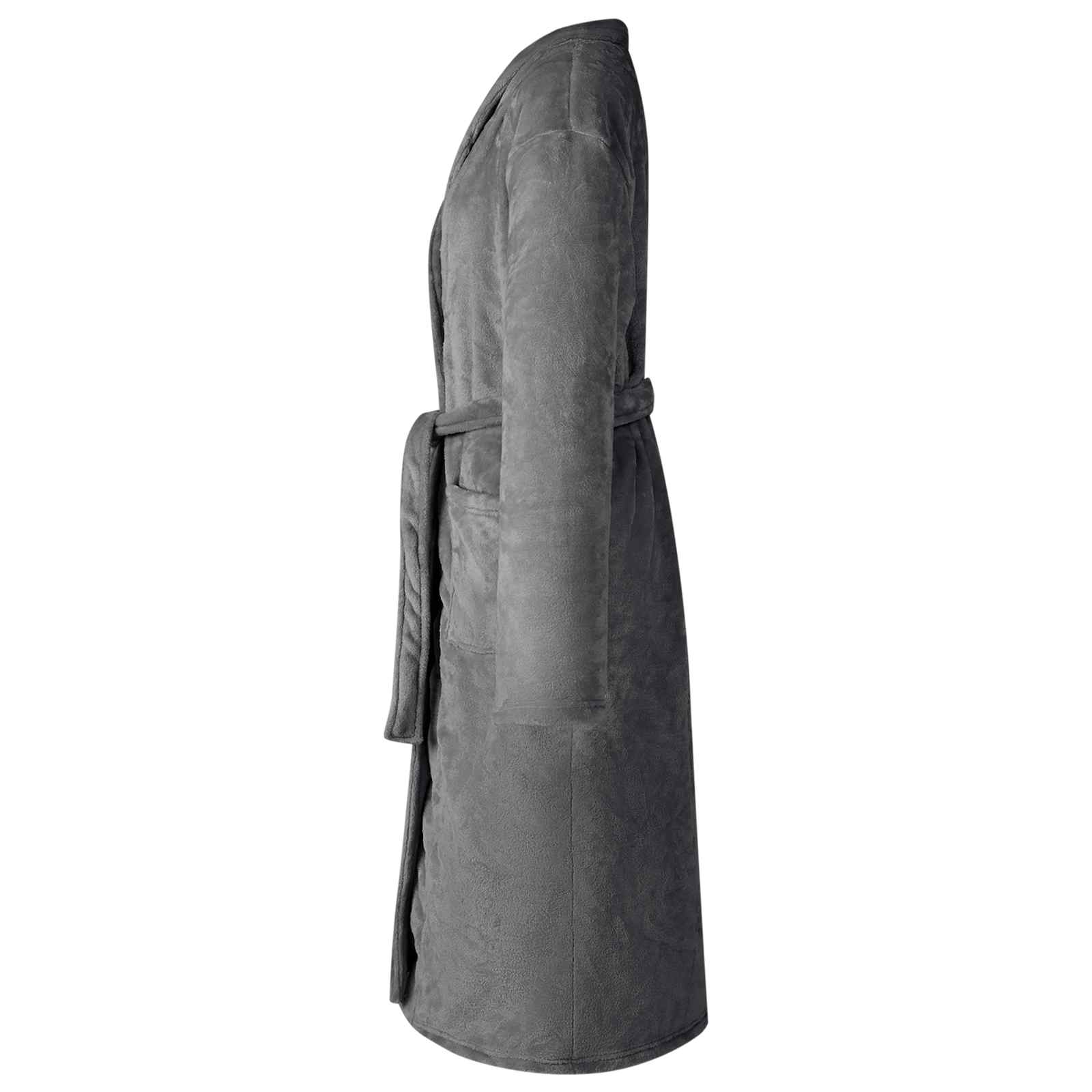 VidaXL peignoir sans capuche gris foncé XXXL flanelle