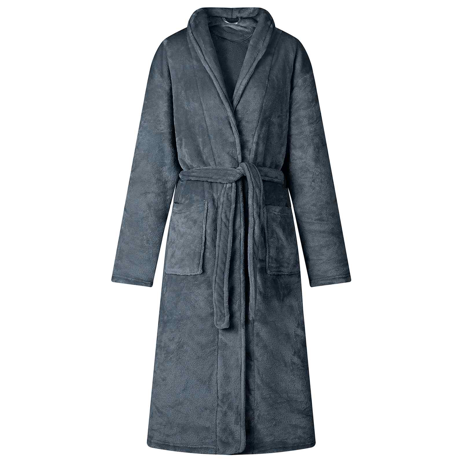 VidaXL peignoir sans capuche bleu marine s flanelle