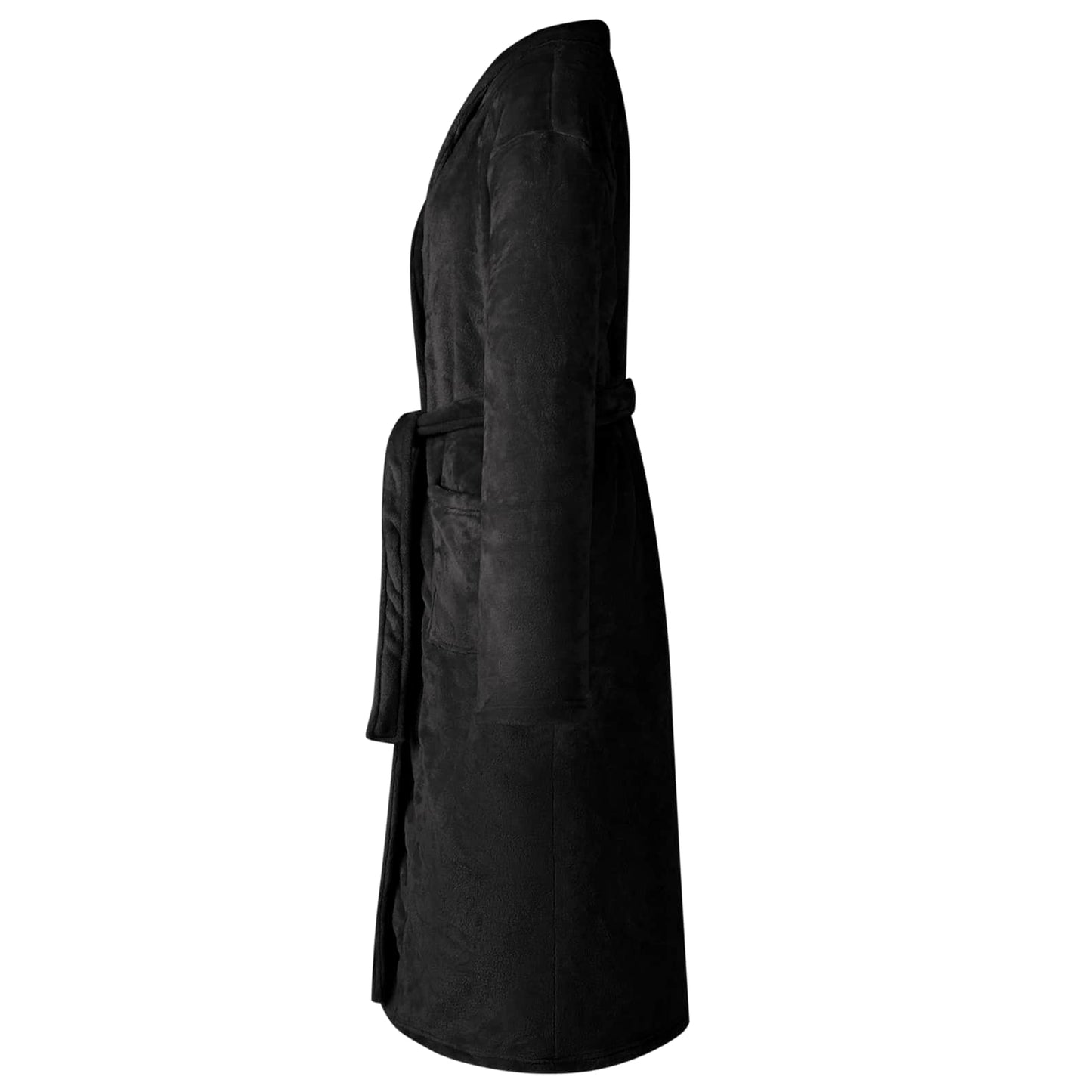 VidaXL peignoir sans capuche noir s flanelle