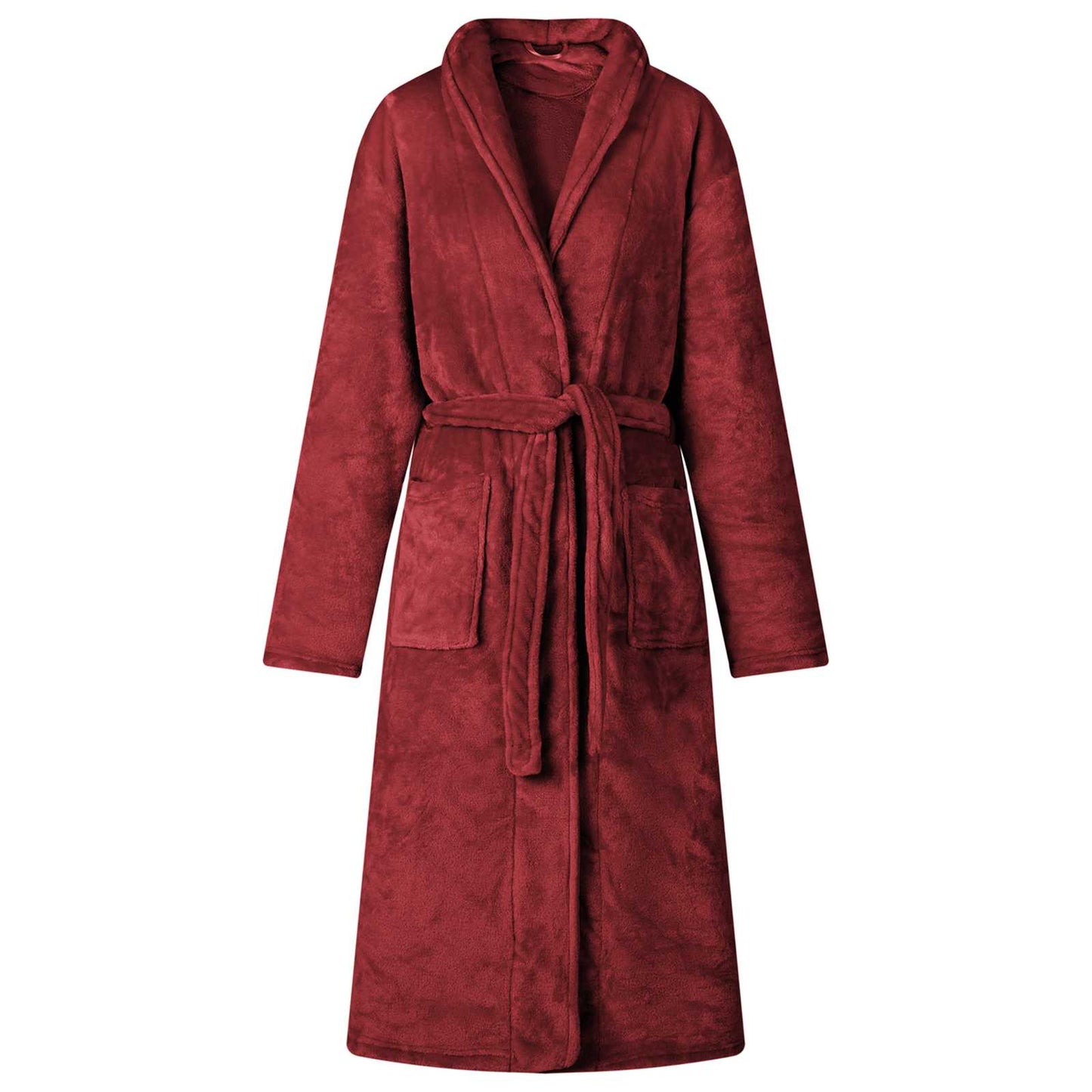 VidaXL peignoir sans capuche rouge bordeaux l flanelle