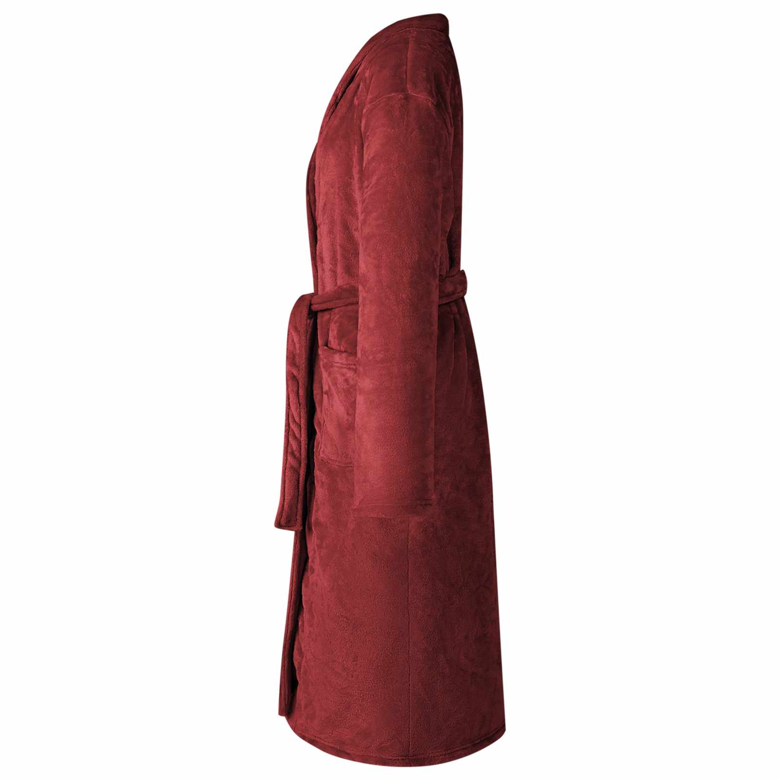 VidaXL peignoir sans capuche rouge bordeaux l flanelle