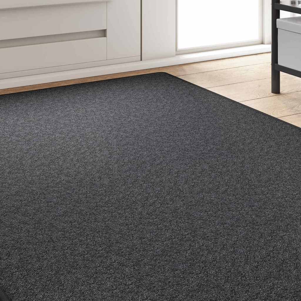 Vidaxl tapis de passage gris foncé 100 x 250 cm 100% polypropylène