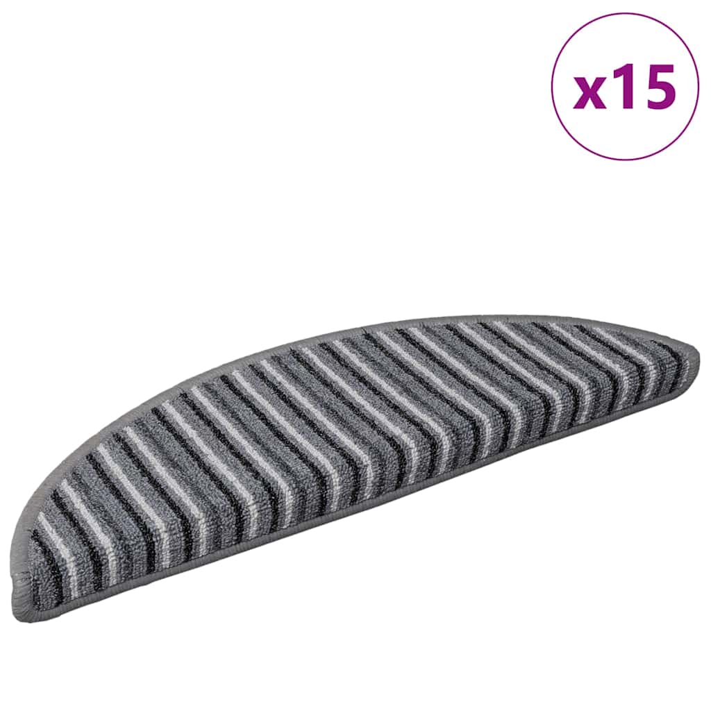 Vidaxx tapis d'escalier autocollants 15 pcs gris 56 x 17 x 3 cm