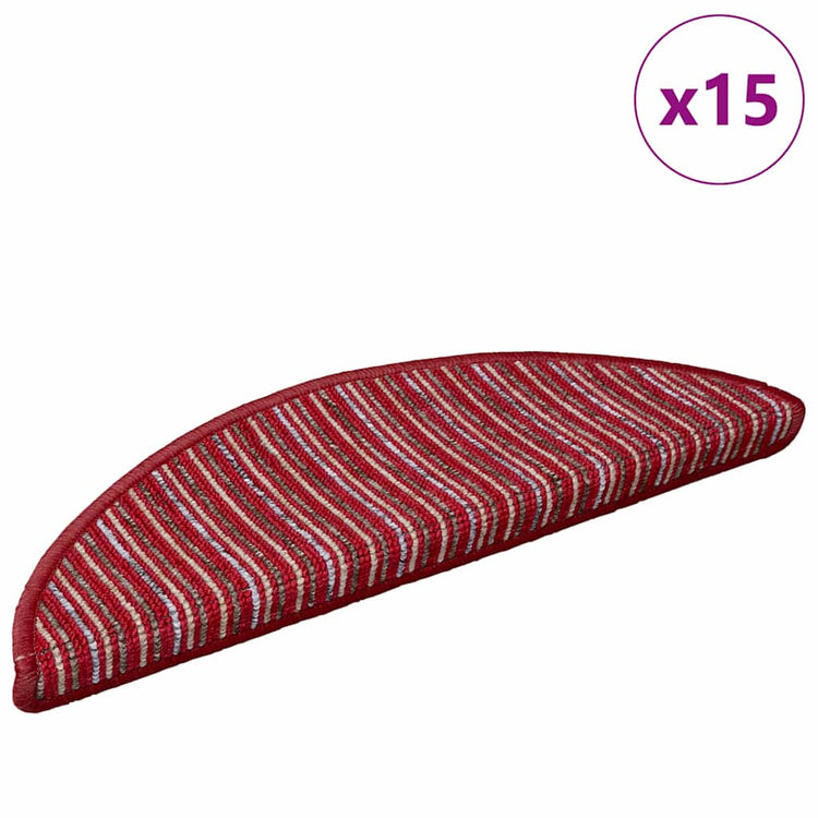 Vidaxx tapis d'escalier autocollants 15 pcs rouge 56 x 17 x 3 cm