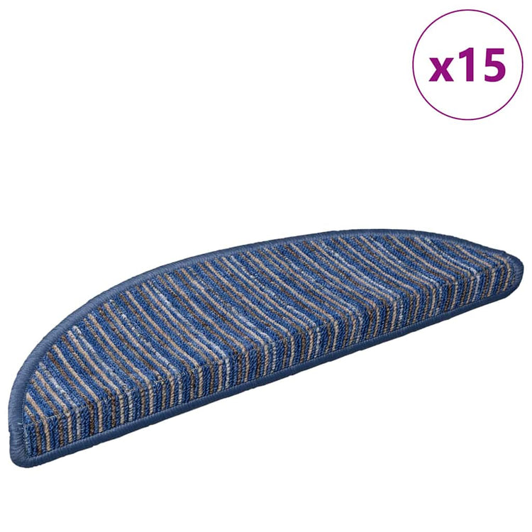 Vidaxx tapis d'escalier autocollants 15 pcs bleu 56 x 17 x 3 cm
