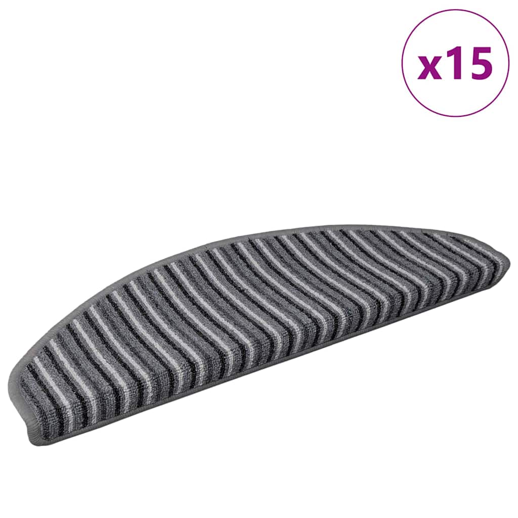 Vidaxx tapis d'escalier autocollants 15 pcs gris 65 x 21 x 4 cm