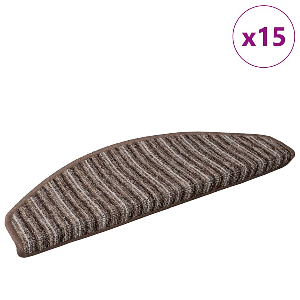 Vidaxx tapis d'escalier autocollants 15 pcs marron 65 x 21 x 4 cm