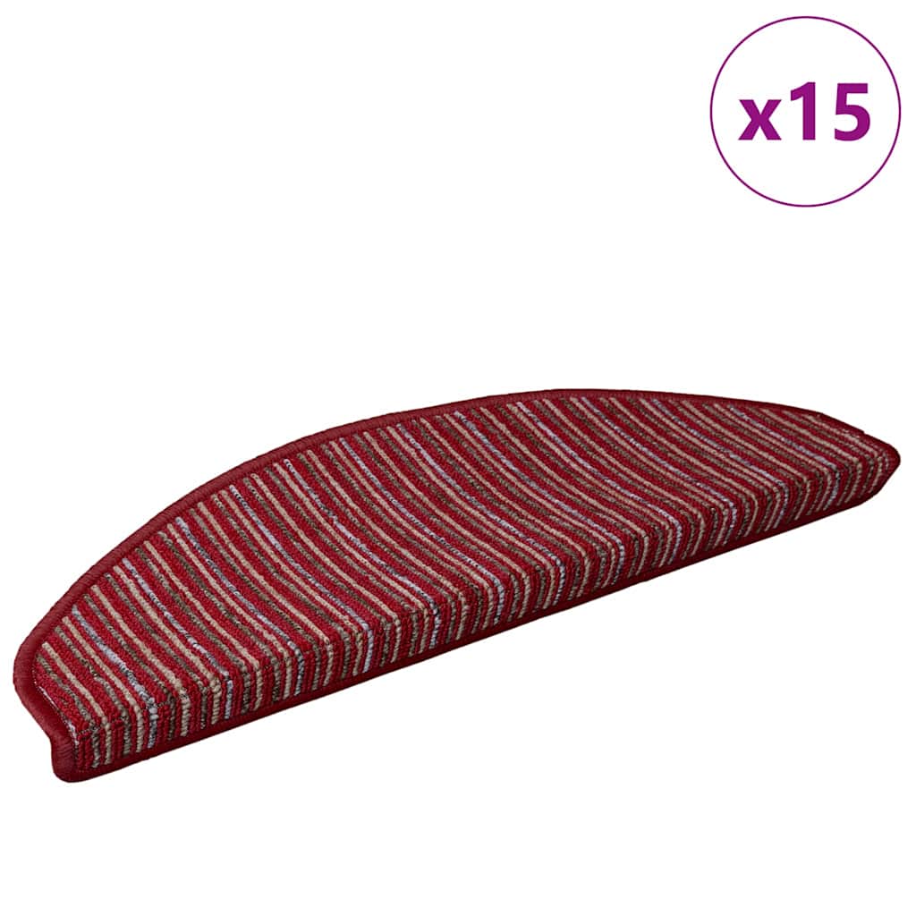 Vidaxx tapis d'escalier autocollants 15 pcs rouge 65 x 21 x 4 cm