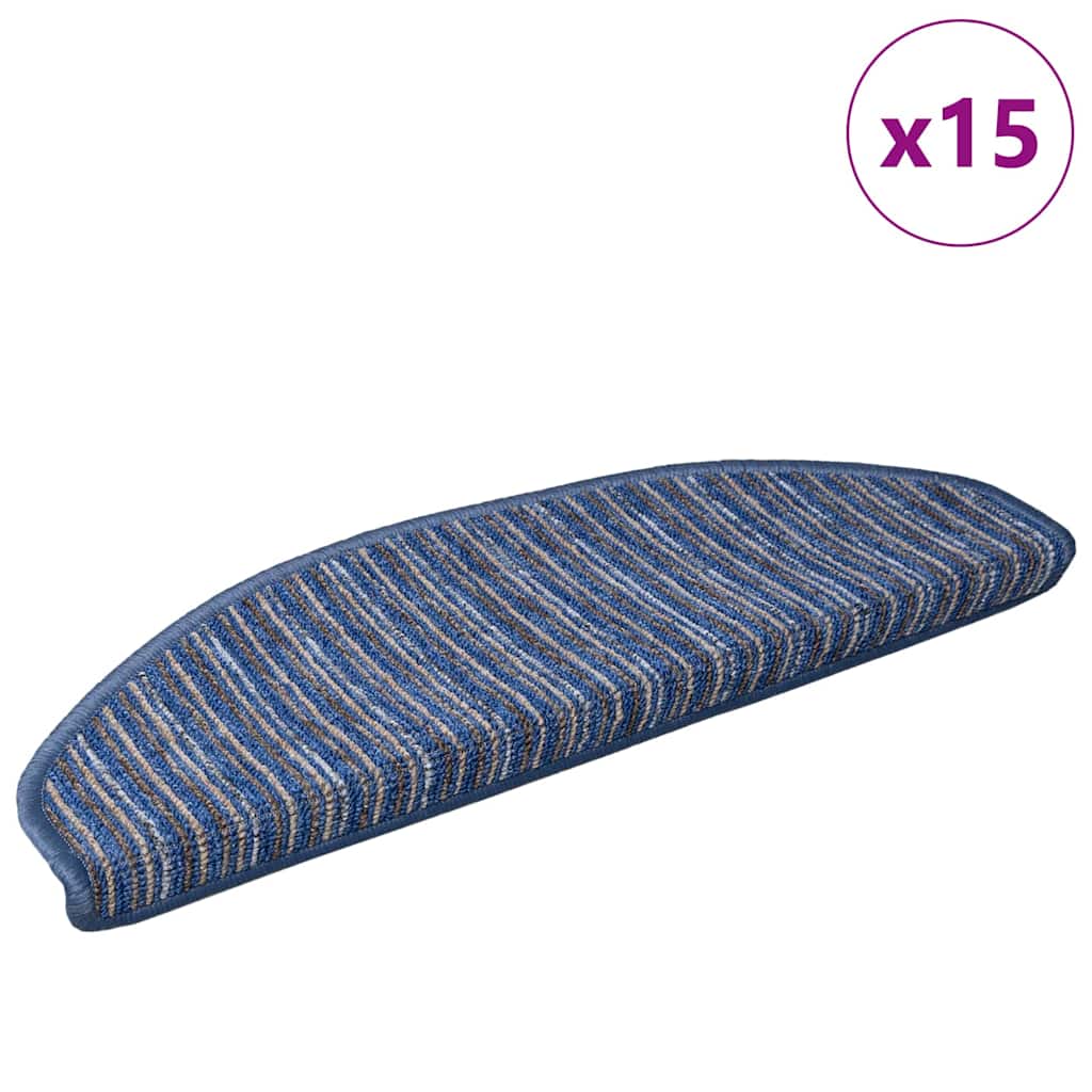 Vidaxx tapis d'escalier autocollants 15 pcs bleu 65 x 21 x 4 cm