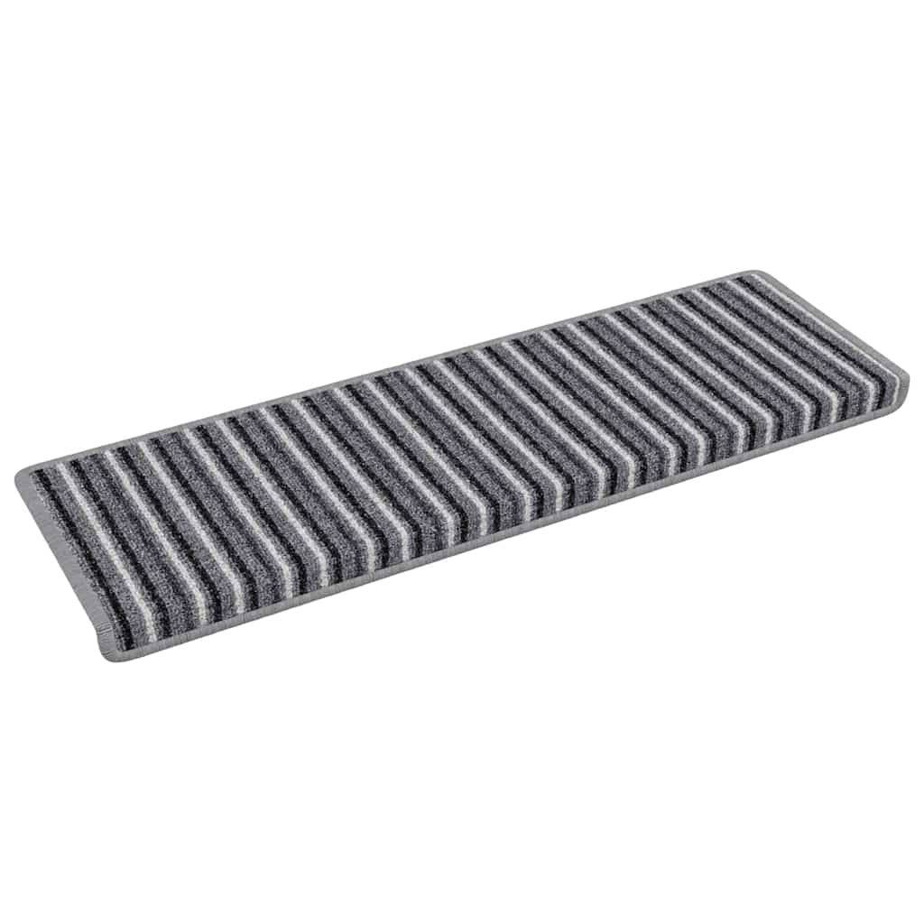 Vidaxx tapis d'escalier autocollants rayés 15 pcs gris 65 x 21 x 4 cm