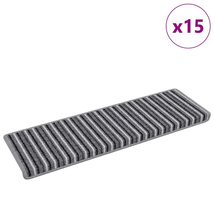 Vidaxx tapis d'escalier autocollants rayés 15 pcs gris 65 x 21 x 4 cm