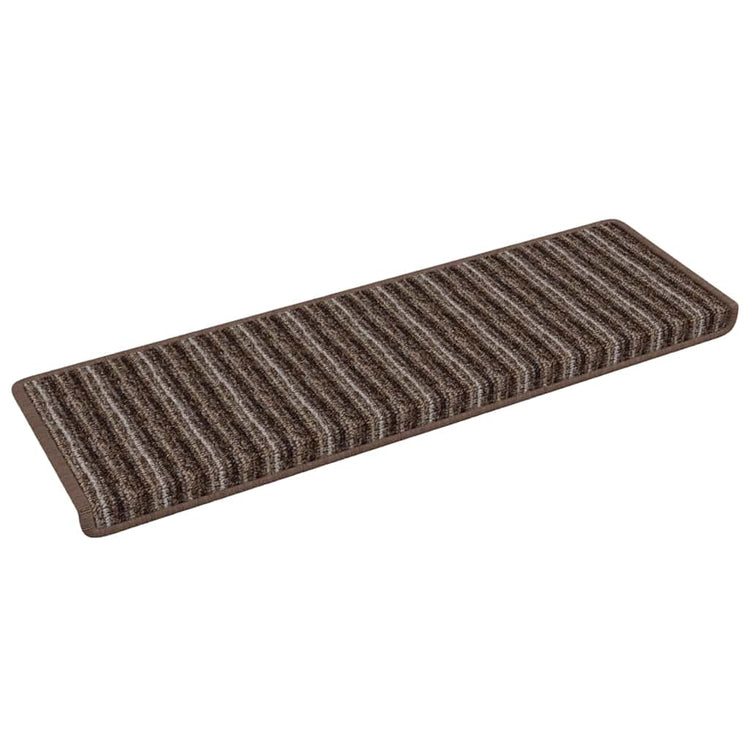 Vidaxl tapis d'escalier autocollants rayés 15 pcs marron 65 x 21 x 4 cm