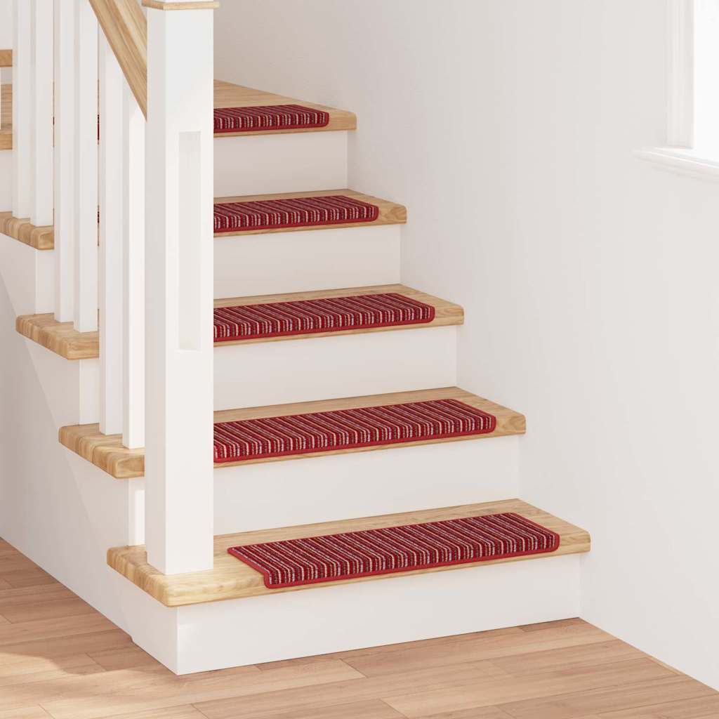 Vidaxx tapis d'escalier autocollants rayés 15 pcs rouge 65 x 21 x 4 cm