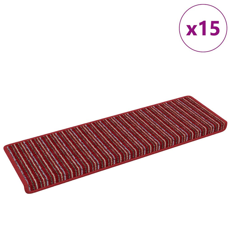 Vidaxx tapis d'escalier autocollants rayés 15 pcs rouge 65 x 21 x 4 cm