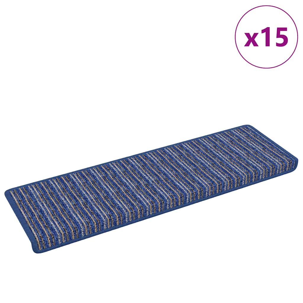 Vidaxx tapis d'escalier autocollants rayés 15 pcs bleu 65 x 21 x 4 cm