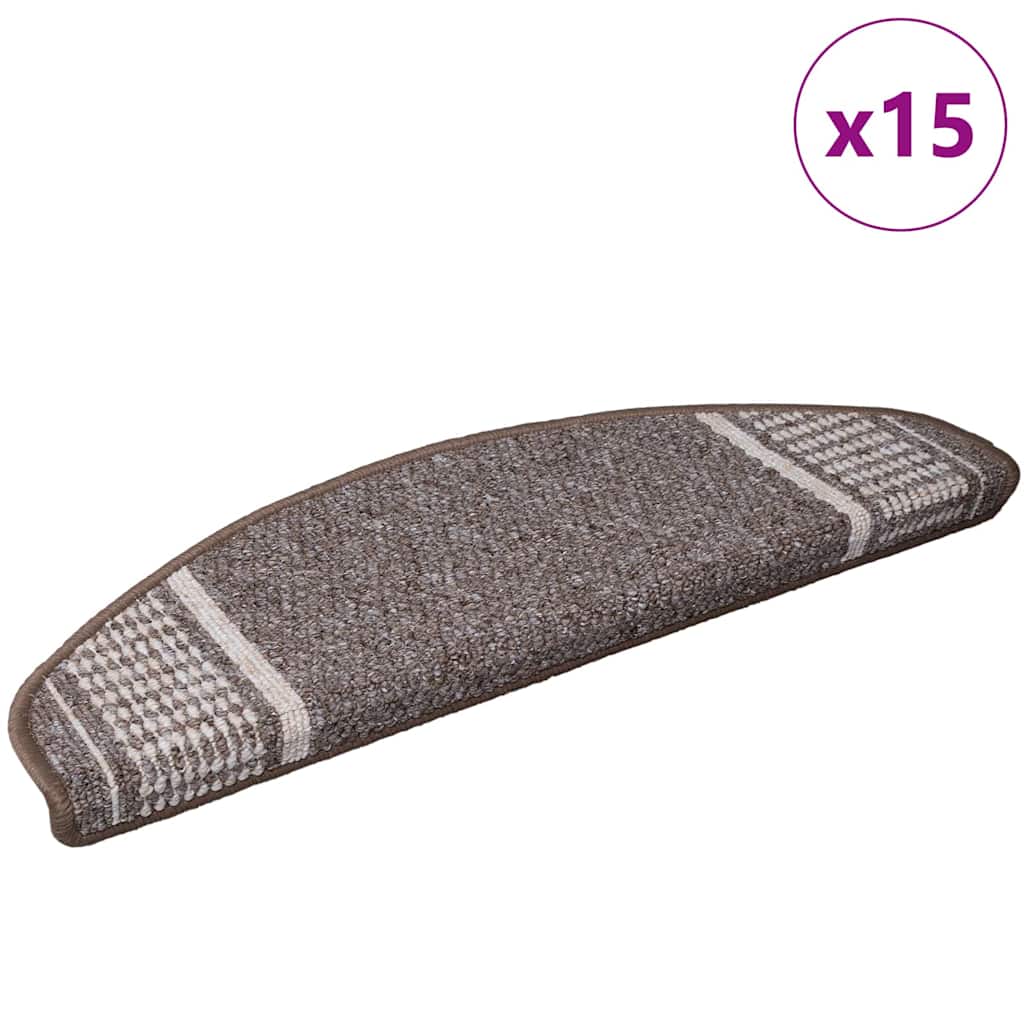 Vidaxx tapis d'escalier autocollants semi-circulaires 15 pcs marron 65 x 21 x 4 cm