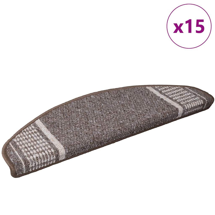 Vidaxx tapis d'escalier autocollants semi-circulaires 15 pcs marron 65 x 21 x 4 cm