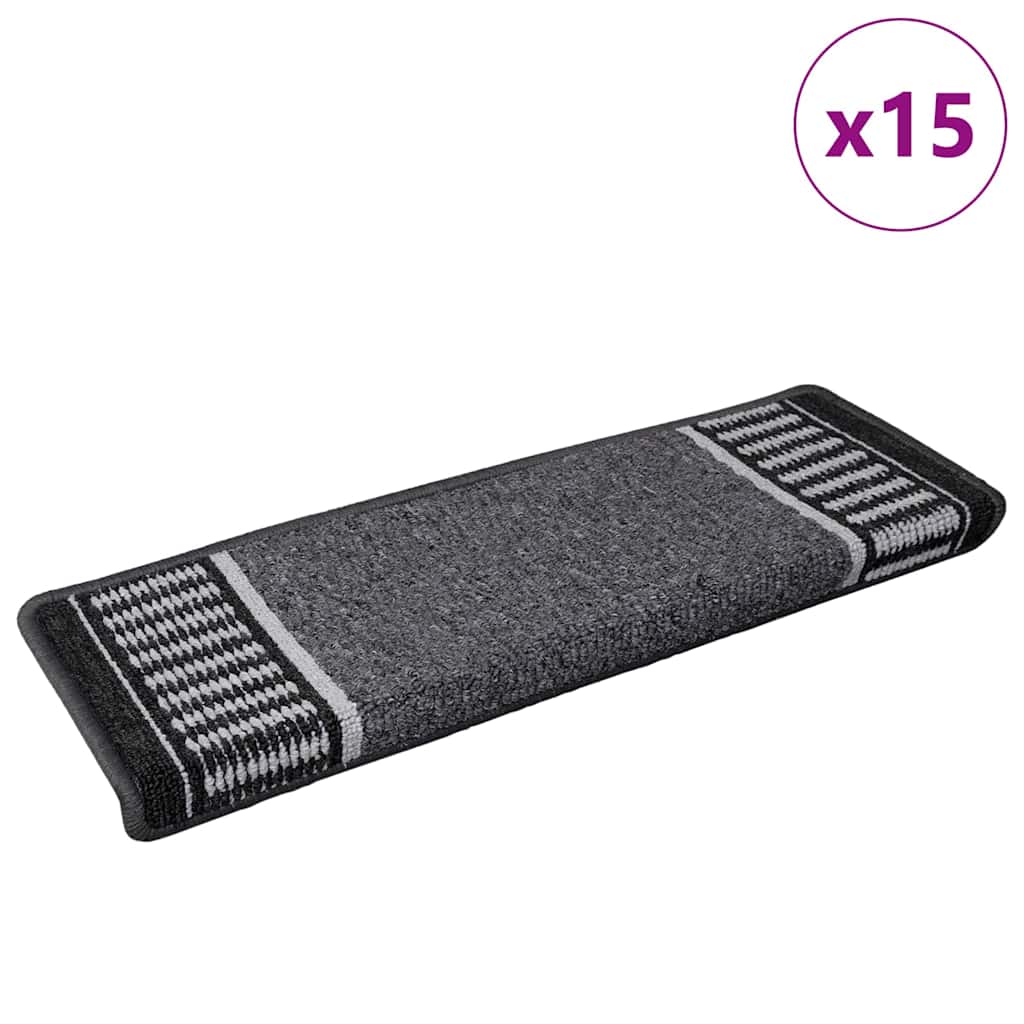 Vidaxx tapis d'escalier autocollants 15 pièces anthracite 65 x 21 x 4 cm