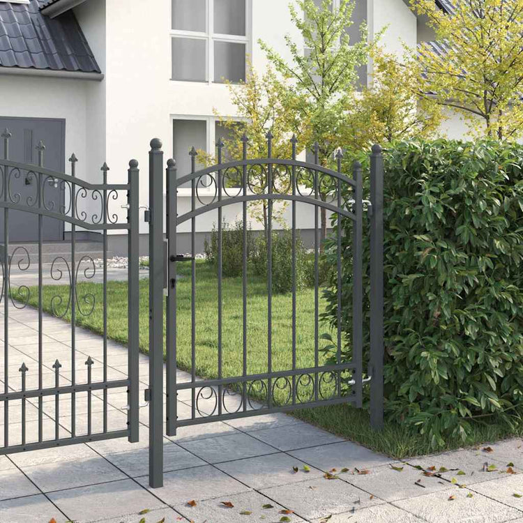 Vidaxx porte de clôture avec clous gris 125 x 100 cm en acier thermolaqué