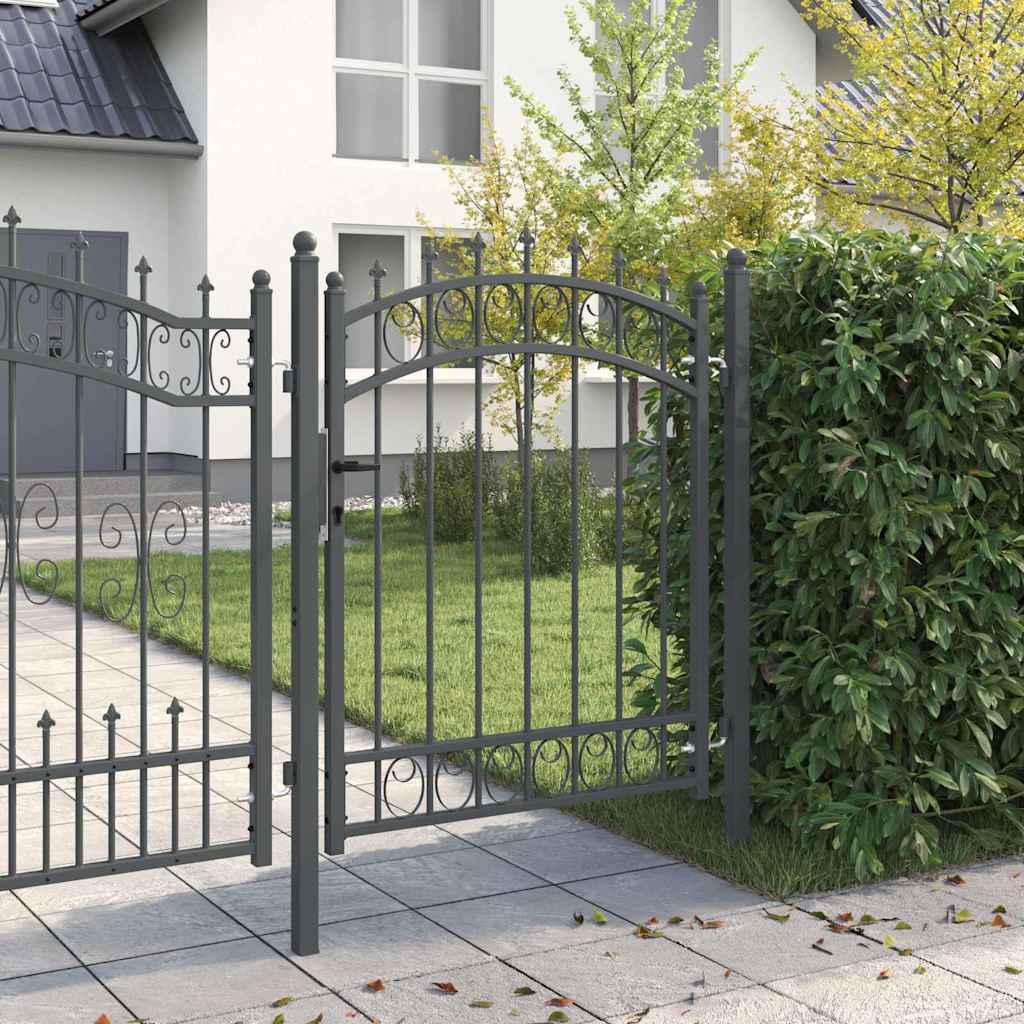 Vidaxx porte de clôture avec clous gris 150 x 100 cm en acier thermolaqué