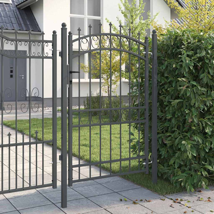 Vidaxx porte de clôture avec clous gris 200 x 100 cm en acier thermolaqué