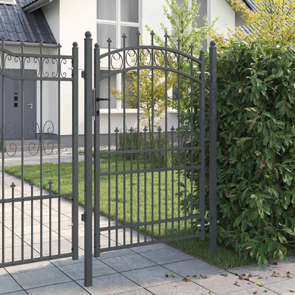 Vidaxx porte de clôture avec clous gris 200 x 100 cm en acier thermolaqué