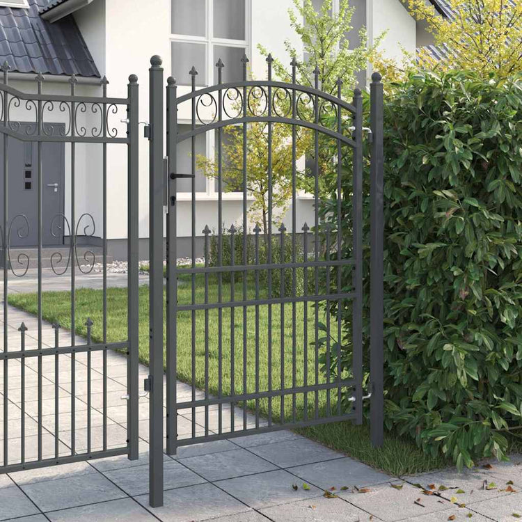 Vidaxx porte de clôture avec clous gris 200 x 100 cm en acier thermolaqué