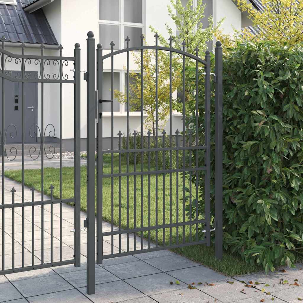 Vidaxx porte de clôture avec clous gris 200 x 100 cm en acier thermolaqué