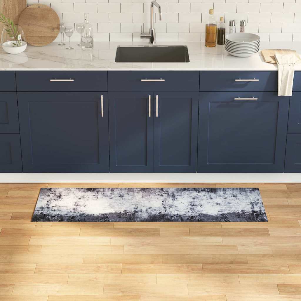 VidaXL tapis de cuisine gris 150 x 45 cm velours
