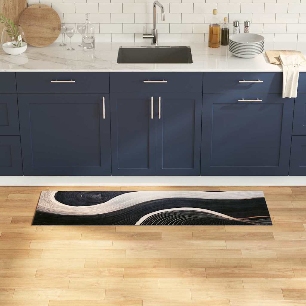 VidaXL tapis de cuisine noir 150 x 45 cm velours
