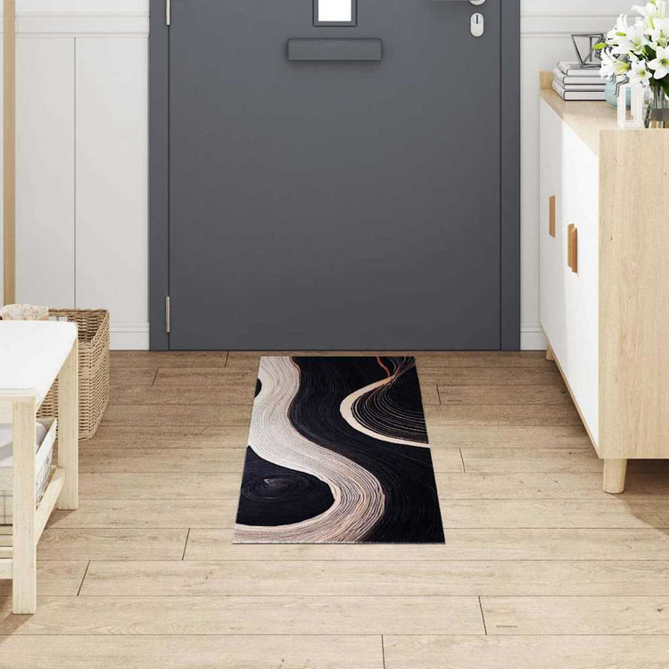VidaXL tapis de cuisine noir 150 x 45 cm velours