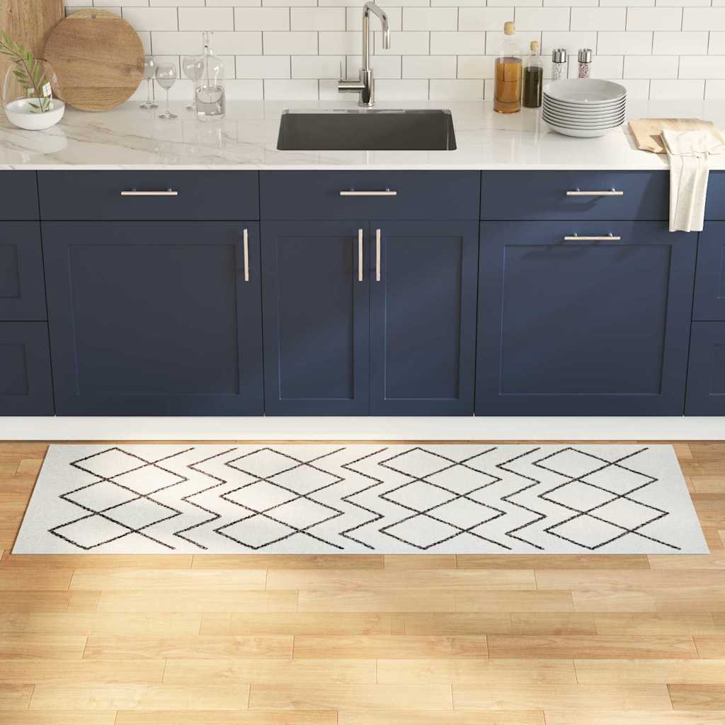 VidaXL tapis de cuisine blanc 180 x 60 cm velours