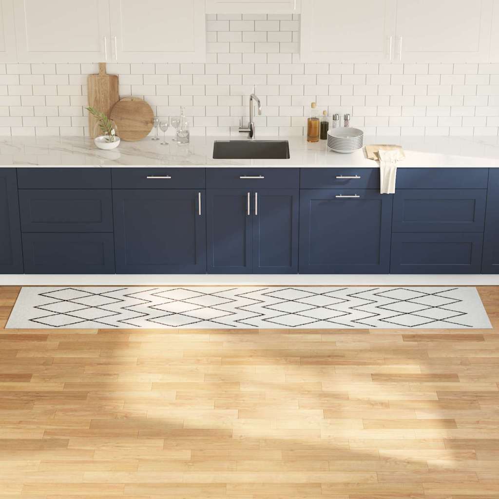 VidaXL tapis de cuisine blanc 300 x 60 cm velours