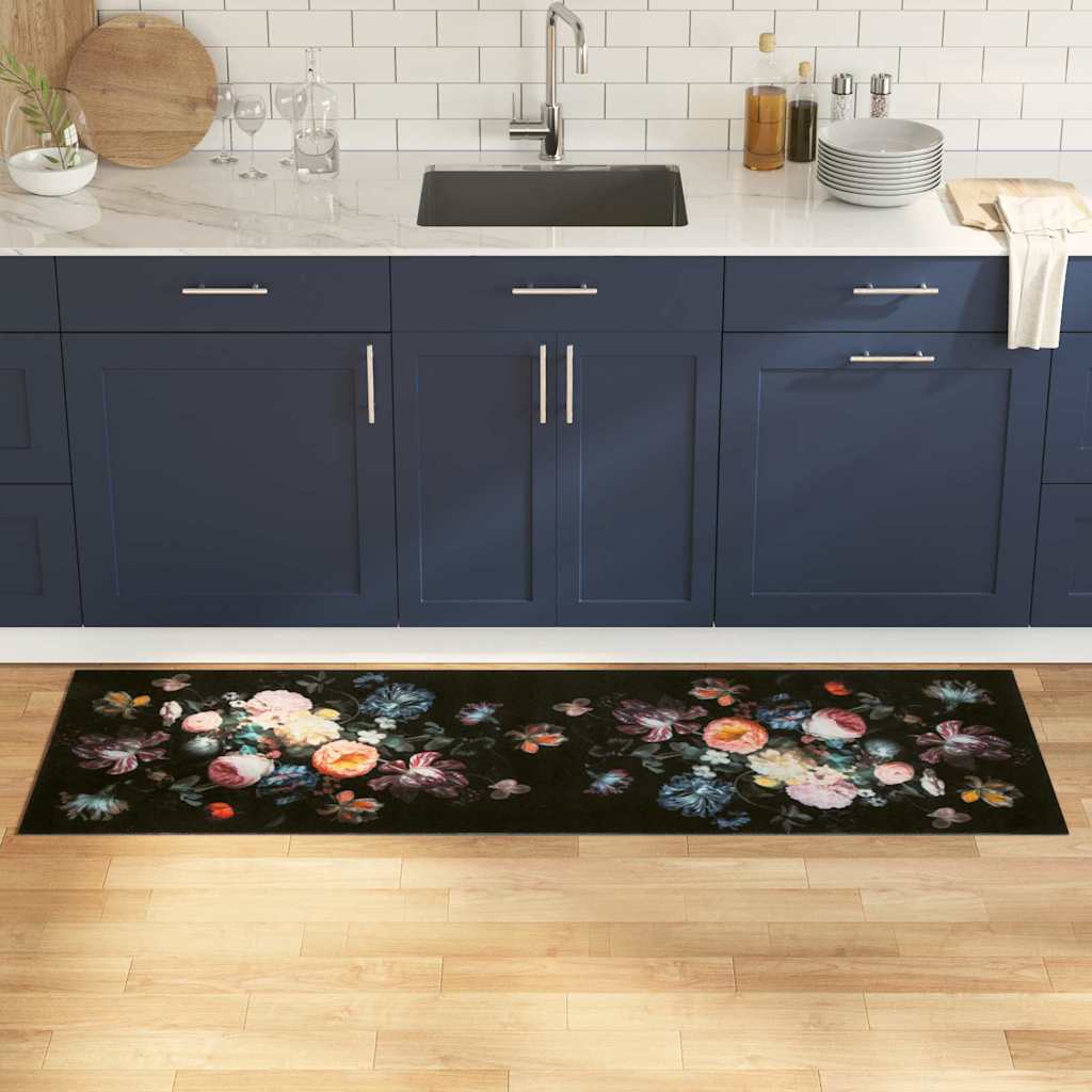 VidaXL tapis de cuisine noir 180 x 60 cm velours