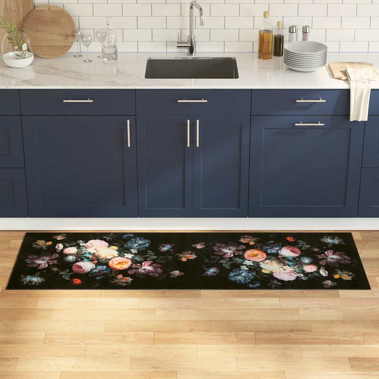 VidaXL tapis de cuisine noir 180 x 60 cm velours
