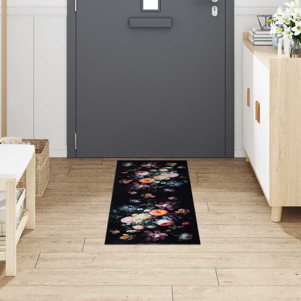 VidaXL tapis de cuisine noir 150 x 45 cm velours