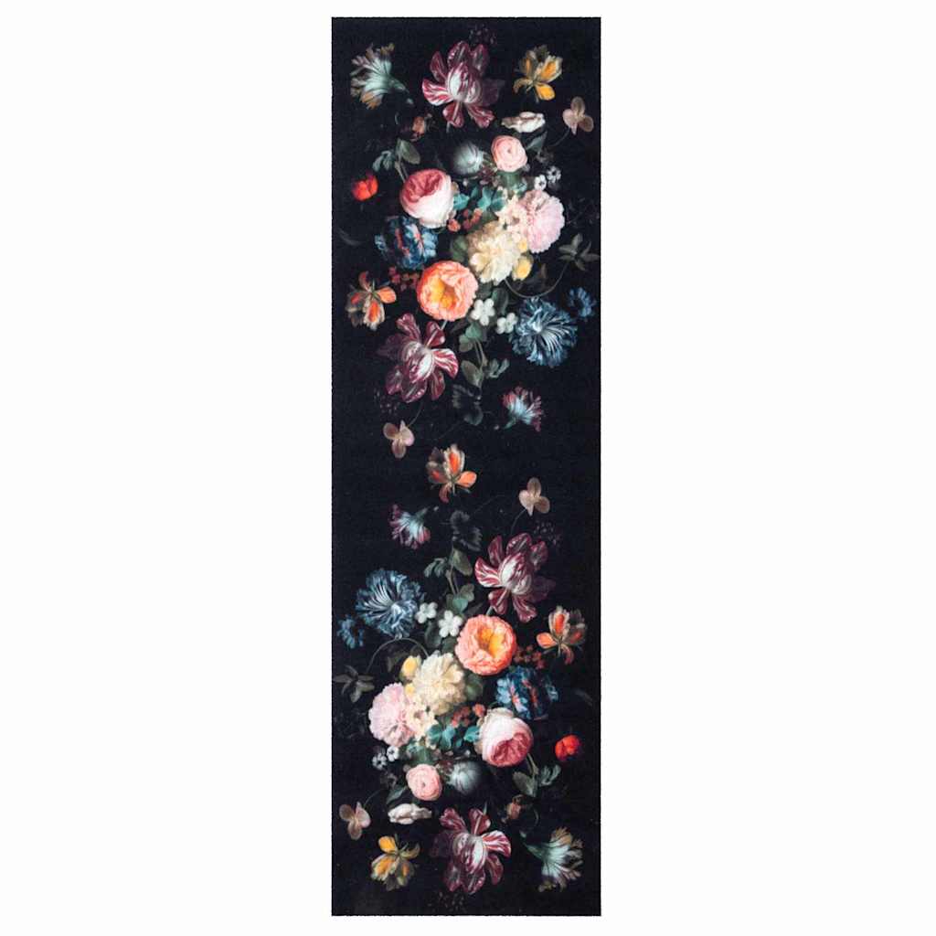 VidaXL tapis de cuisine noir 150 x 45 cm velours