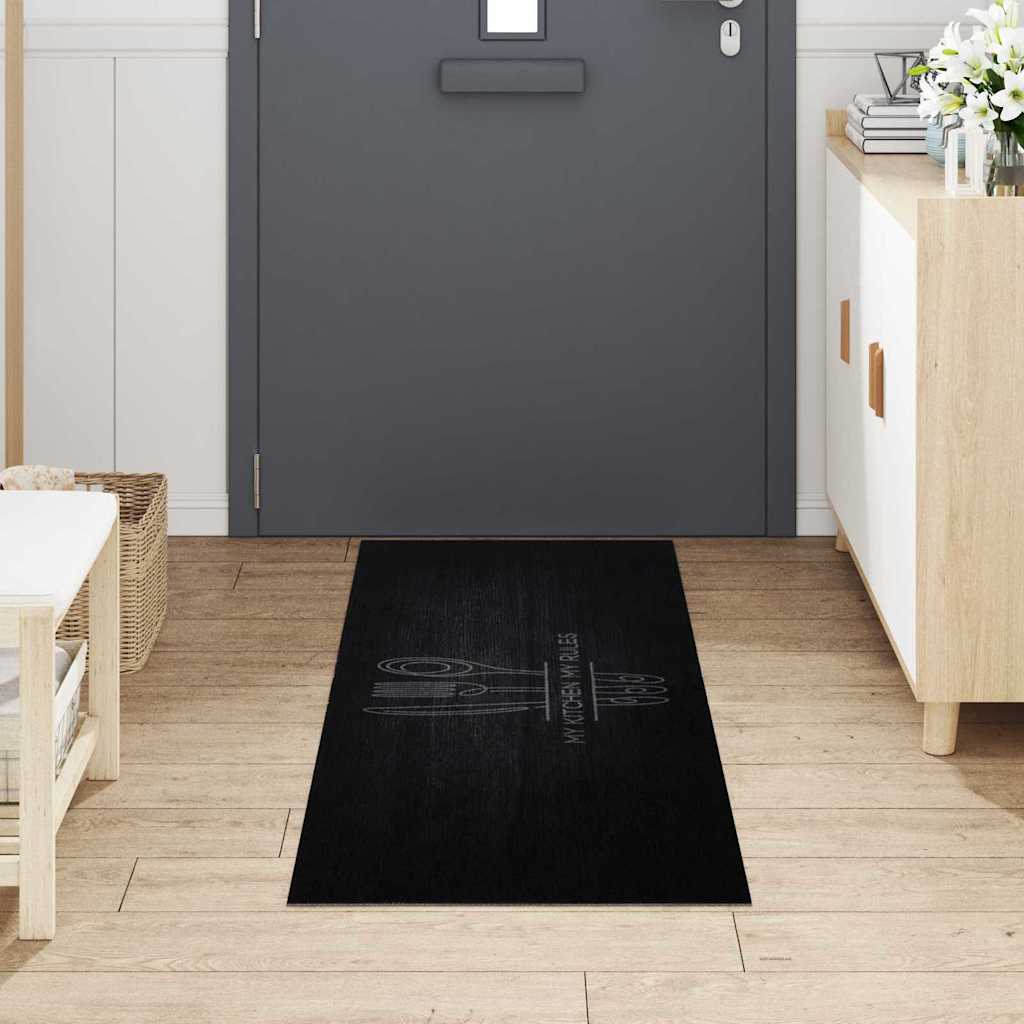 Vidaxl tapis de cuisine couverts noir 180 x 60 cm velours