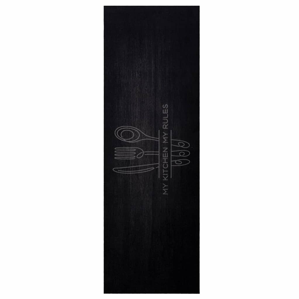 Vidaxl tapis de cuisine couverts noir 180 x 60 cm velours