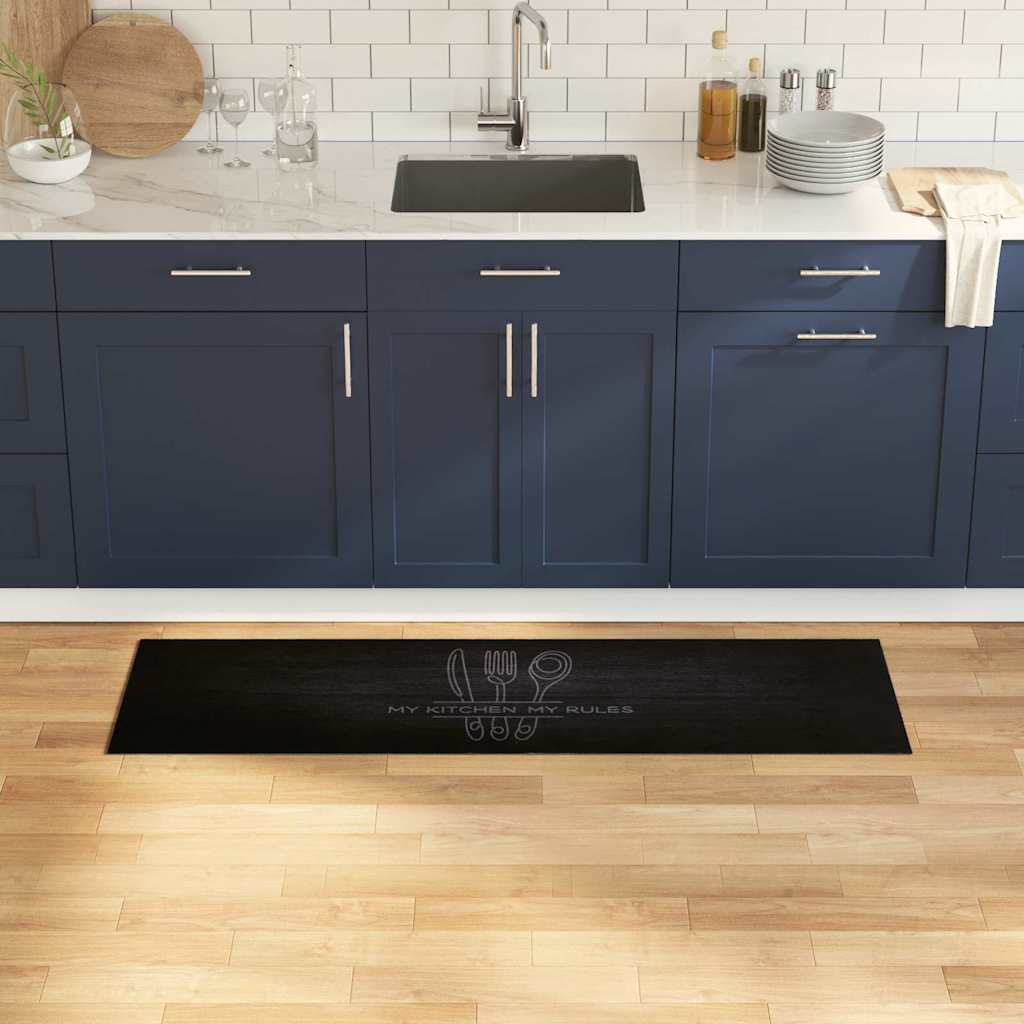 VidaXL tapis de cuisine noir 150 x 45 cm velours