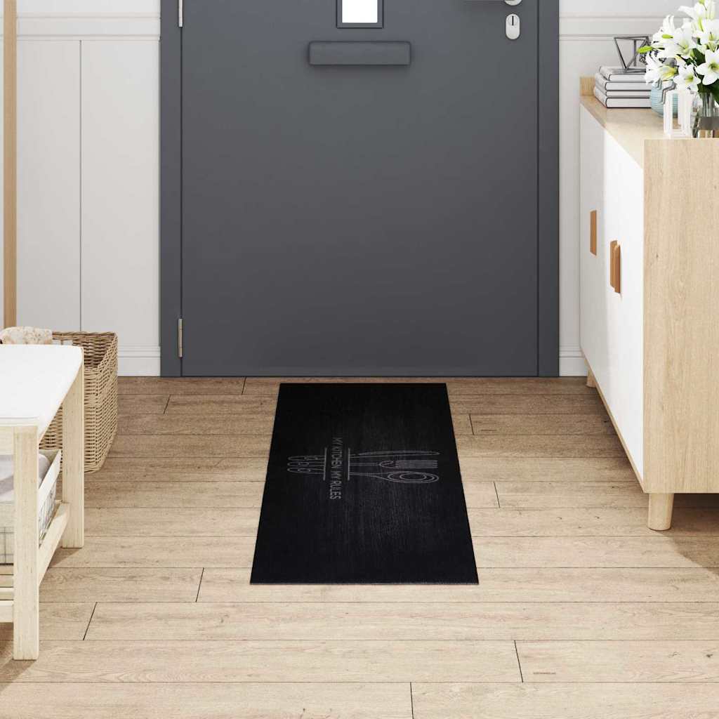 VidaXL tapis de cuisine noir 150 x 45 cm velours