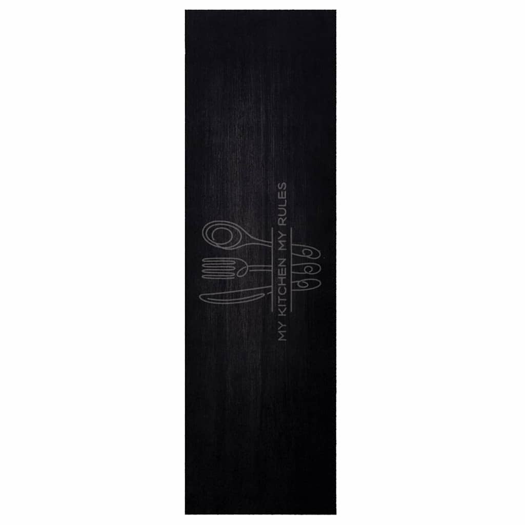 VidaXL tapis de cuisine noir 150 x 45 cm velours