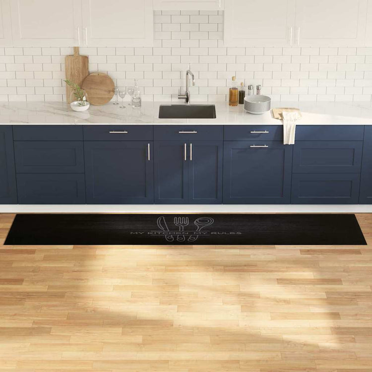 VidaXL tapis de cuisine noir 300 x 60 cm velours