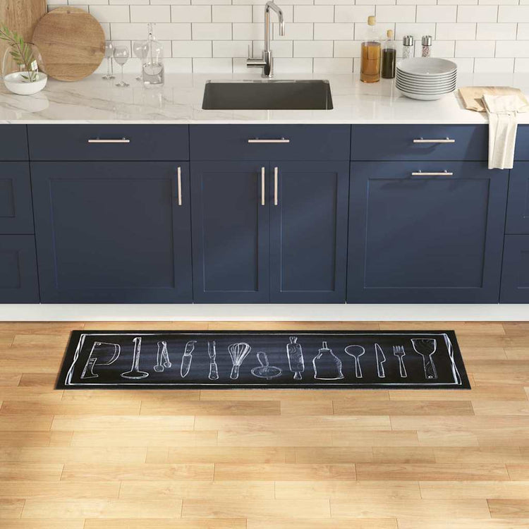 VidaXL tapis de cuisine noir 150 x 45 cm velours