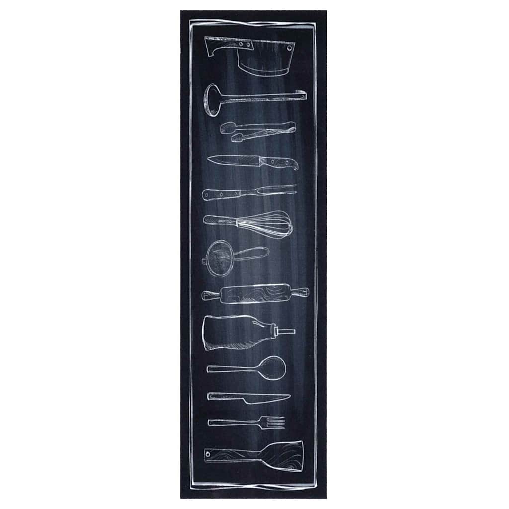 VidaXL tapis de cuisine noir 150 x 45 cm velours